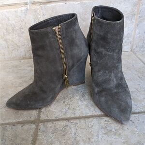 JOIE Grey REAL Suede Wedge Ankle Boots